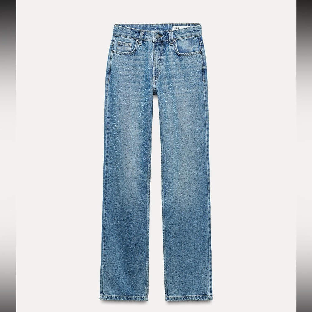 Zara MID WAIST SHIMMER JEANS ZW COLLECTION SZ 4 NWT